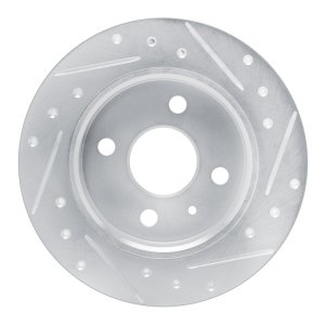 Chevrolet Astra Brake Rotor (1) - Rear Left - R1 Concepts - Drilled & Slotted - Silver - `00-`05